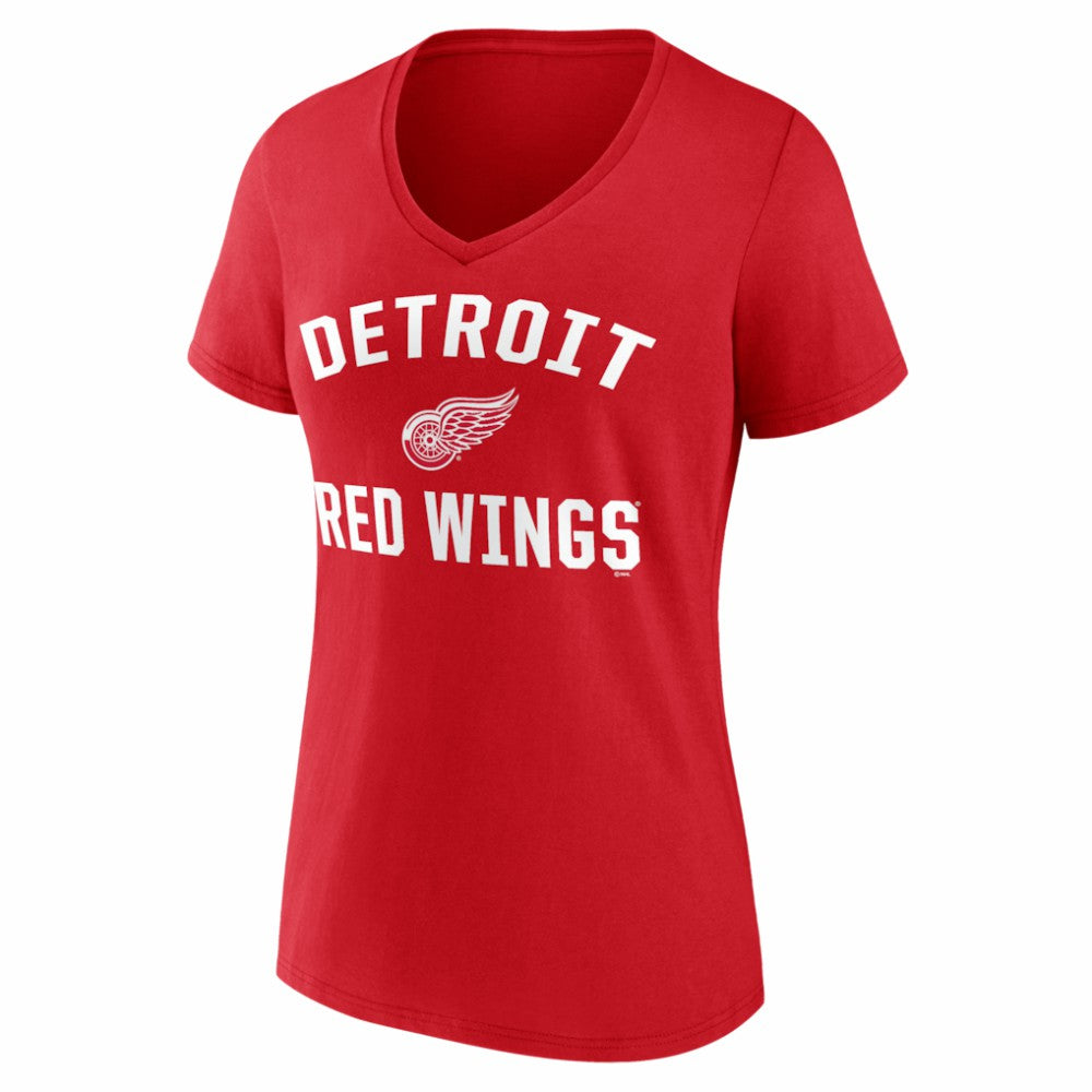 Detroit Red Wings Logo Athletic Women's Arch Victory V-Neck T-Shirt Red
