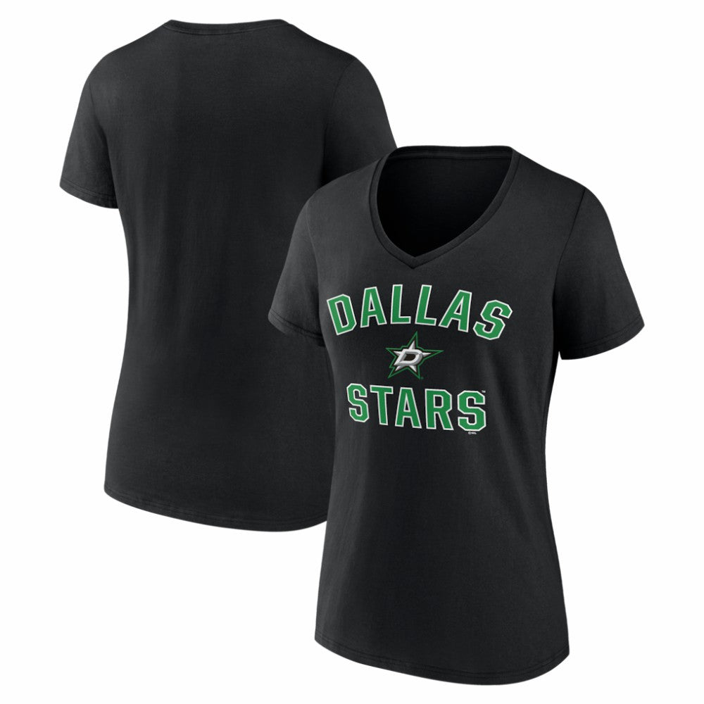 Dallas Stars Logo Athletic Women's Arch Victory V-Neck T-Shirt Black