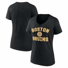 Boston Bruins Logo Athletic Women's Arch Victory V-Neck T-Shirt Black