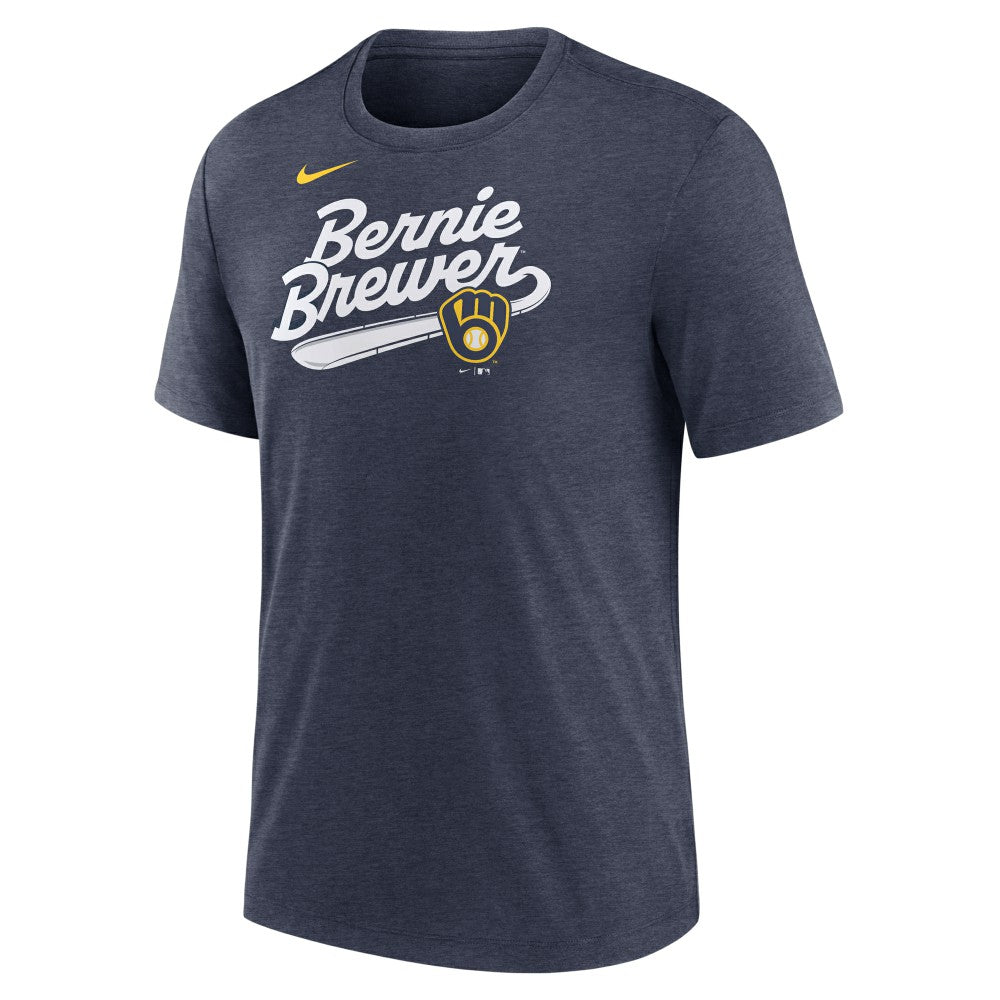 Milwaukee Brewers Mascot Slide Tri-Blend T-Shirt Heather Navy | Nike