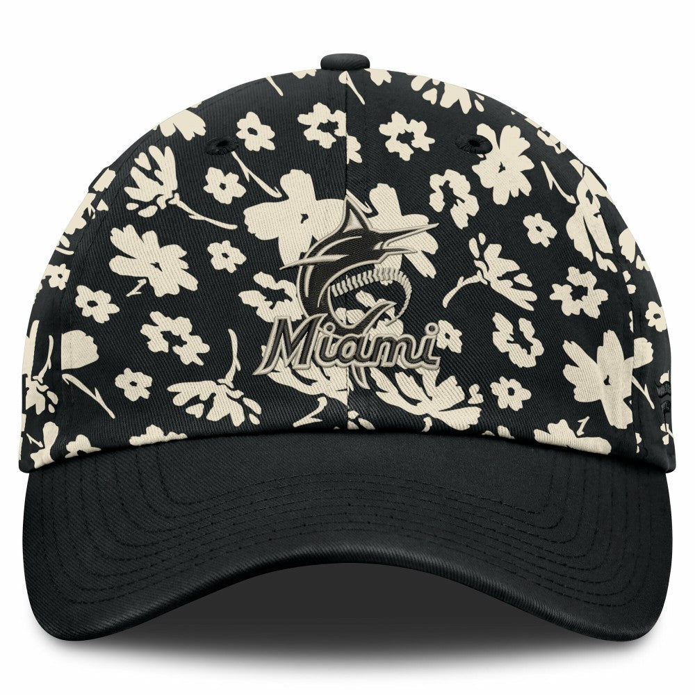 Miami Marlins Women's Blossom Adjustable Hat Black