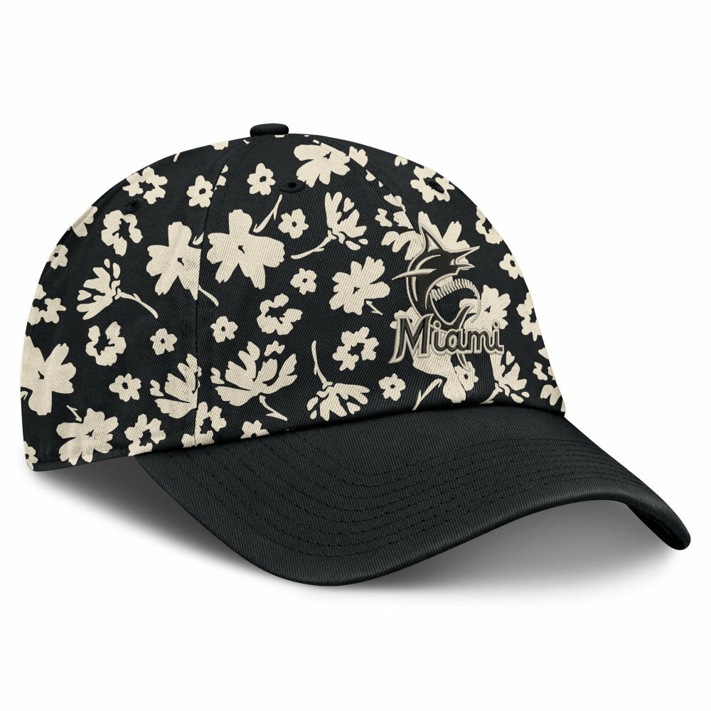 Miami Marlins Women's Blossom Adjustable Hat Black