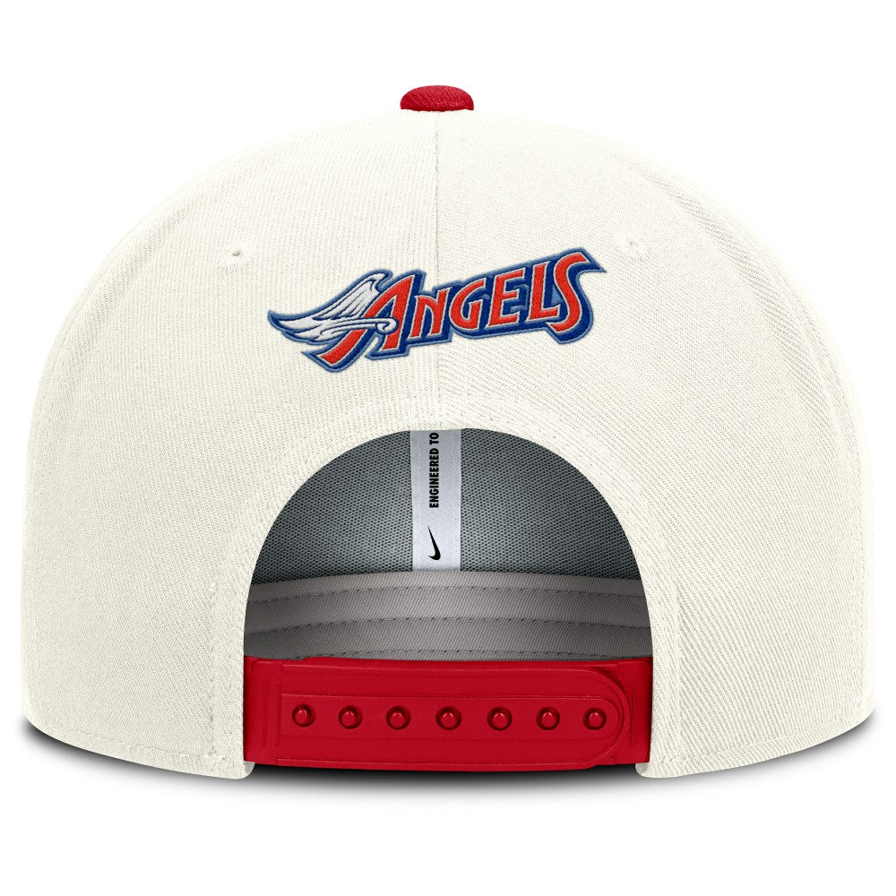 Los Angeles Angels Cooperstown Pro Dri-FIT Snapback Hat Cream/Red | Nike