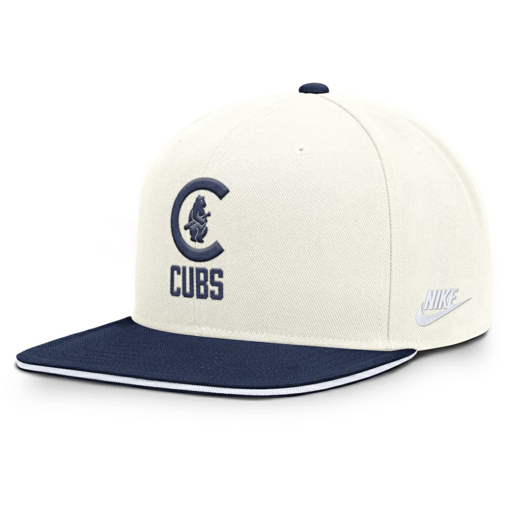Chicago Cubs Cooperstown Pro Dri-FIT Snapback Hat Cream/Navy | Nike