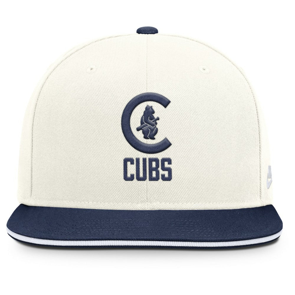 Chicago Cubs Cooperstown Pro Dri-FIT Snapback Hat Cream/Navy | Nike