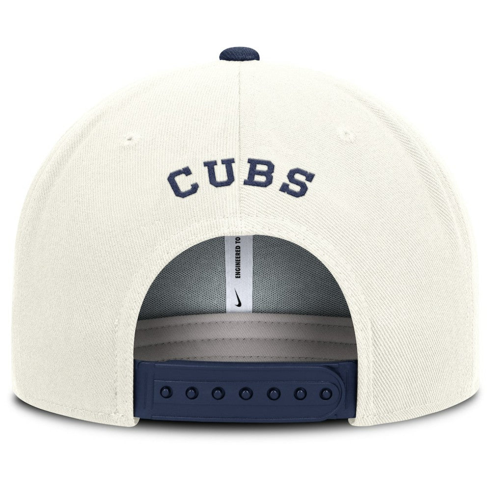 Chicago Cubs Cooperstown Pro Dri-FIT Snapback Hat Cream/Navy | Nike