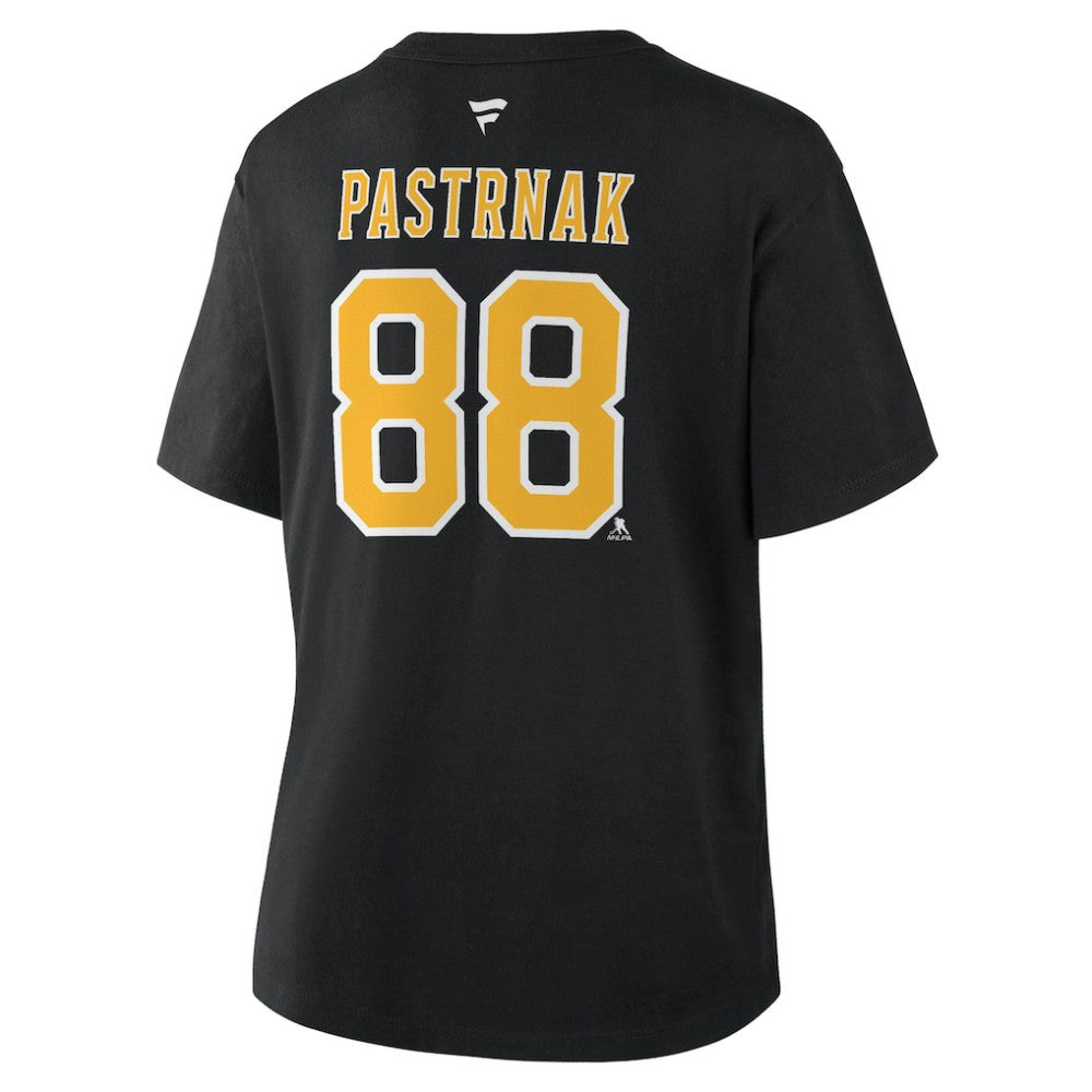 David Pastrnak Boston Bruins Fanatics Women's Authentic Stack Name & Number T-Shirt Black