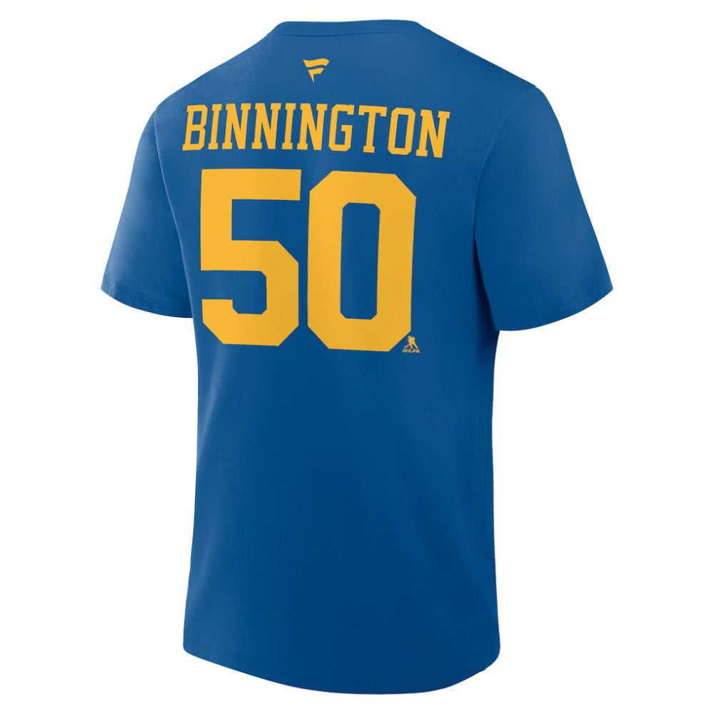 Jordan Binnington St. Louis Blues Fanatics Authentic Stack Name & Number T-Shirt Blue
