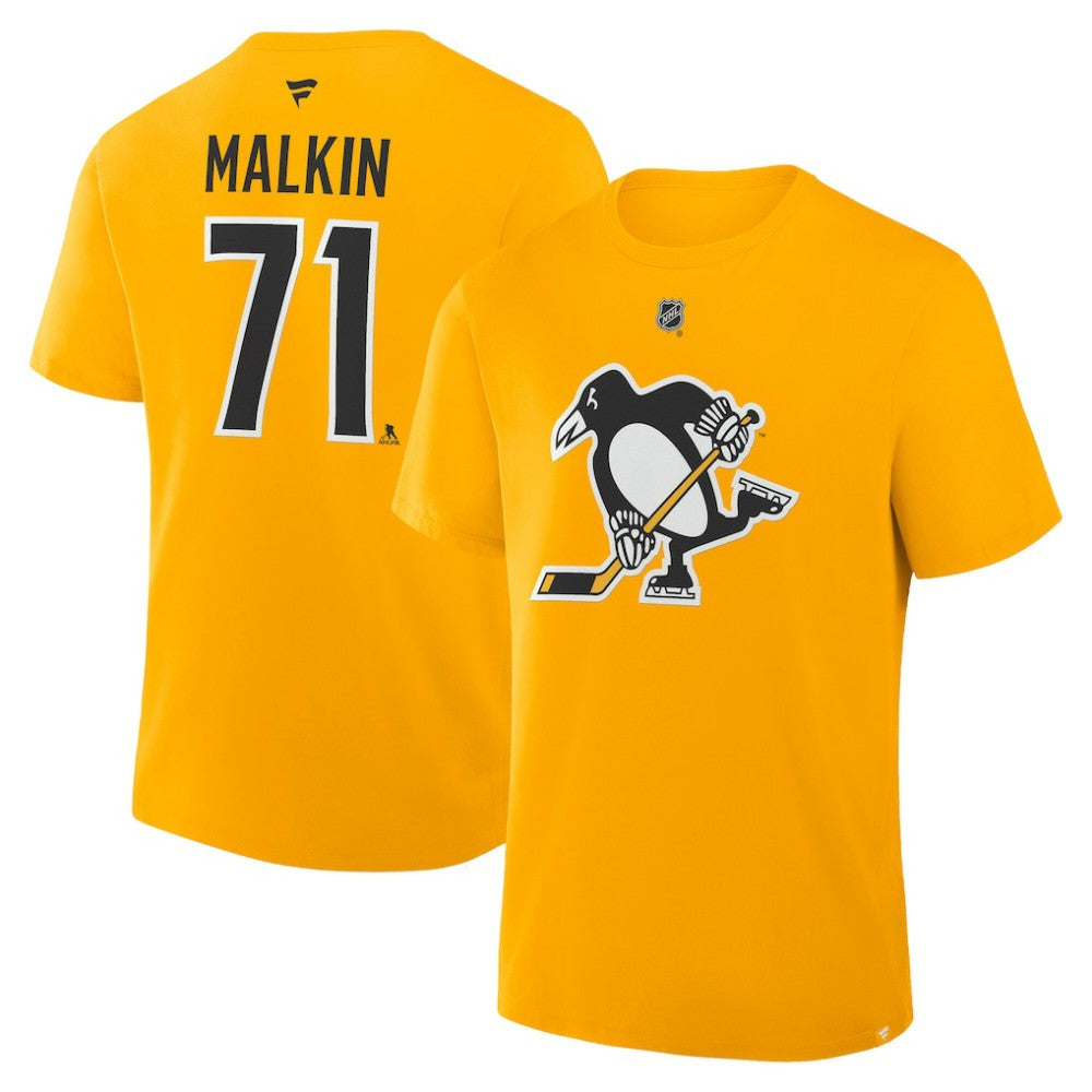 Evgeni Malkin Pittsburgh Penguins Fanatics Authentic Stack Name & Number T-Shirt Gold