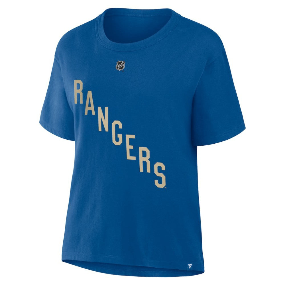 Mika Zibanejad New York Rangers Fanatics Women's Authentic Stack Name & Number T-Shirt Blue