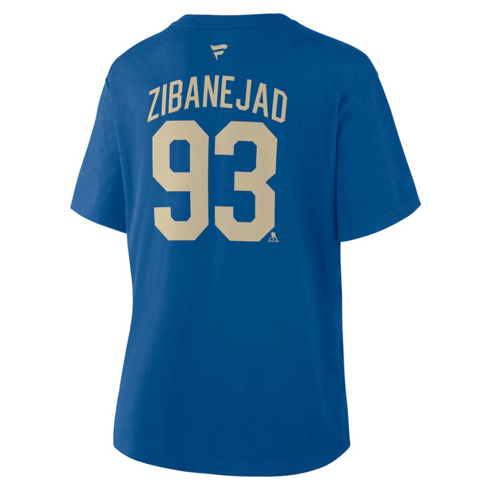 Mika Zibanejad New York Rangers Fanatics Women's Authentic Stack Name & Number T-Shirt Blue