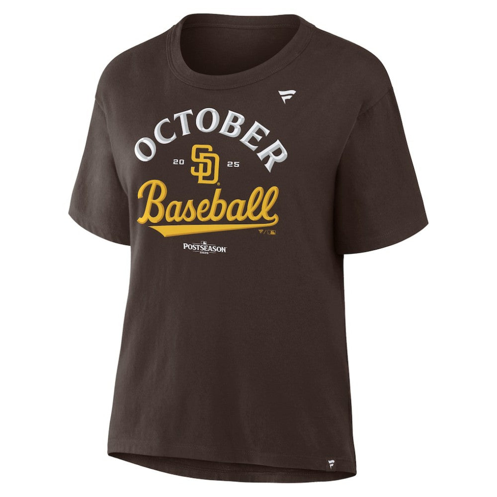 San Diego Padres  Women's 2025 MLB Postseason Locker Room T-Shirt Brown