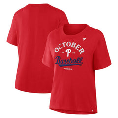 Philadelphia Phillies  Women's 2025 MLB Postseason Locker Room T-Shirt Red