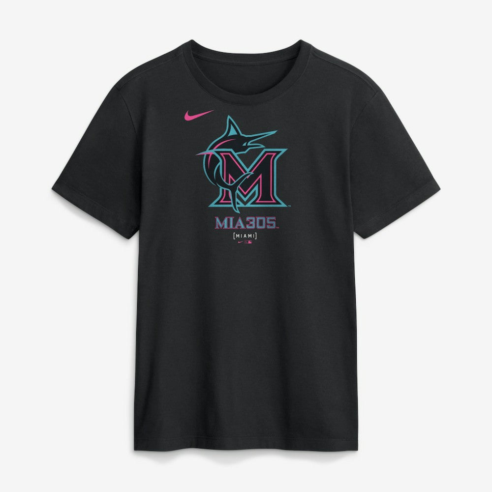 Miami Marlins City Connect Large Logo T-Shirt Black | Nike