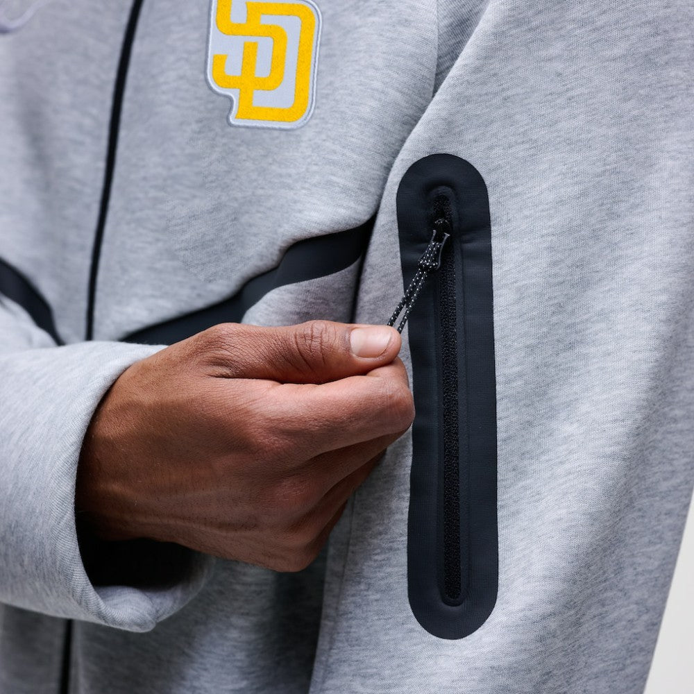 San Diego Padres Tech Fleece Raglan Full-Zip Windrunner Hoodie Heather Gray | Nike