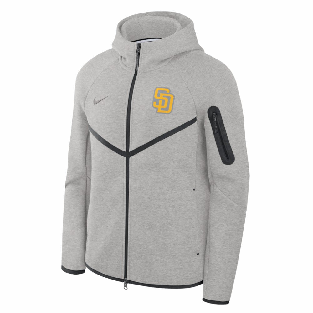 San Diego Padres Tech Fleece Raglan Full-Zip Windrunner Hoodie Heather Gray | Nike