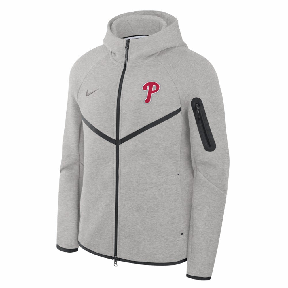 Philadelphia Phillies Tech Fleece Raglan Full-Zip Windrunner Hoodie Heather Gray | Nike