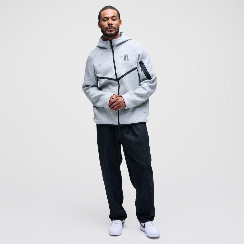 Detroit Tigers Tech Fleece Raglan Full-Zip Windrunner Hoodie Heather Gray | Nike