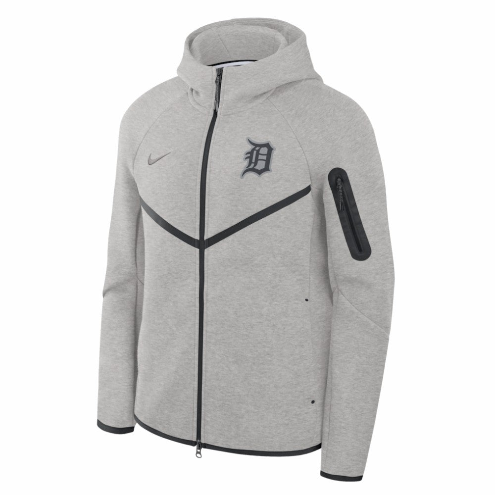 Detroit Tigers Tech Fleece Raglan Full-Zip Windrunner Hoodie Heather Gray | Nike