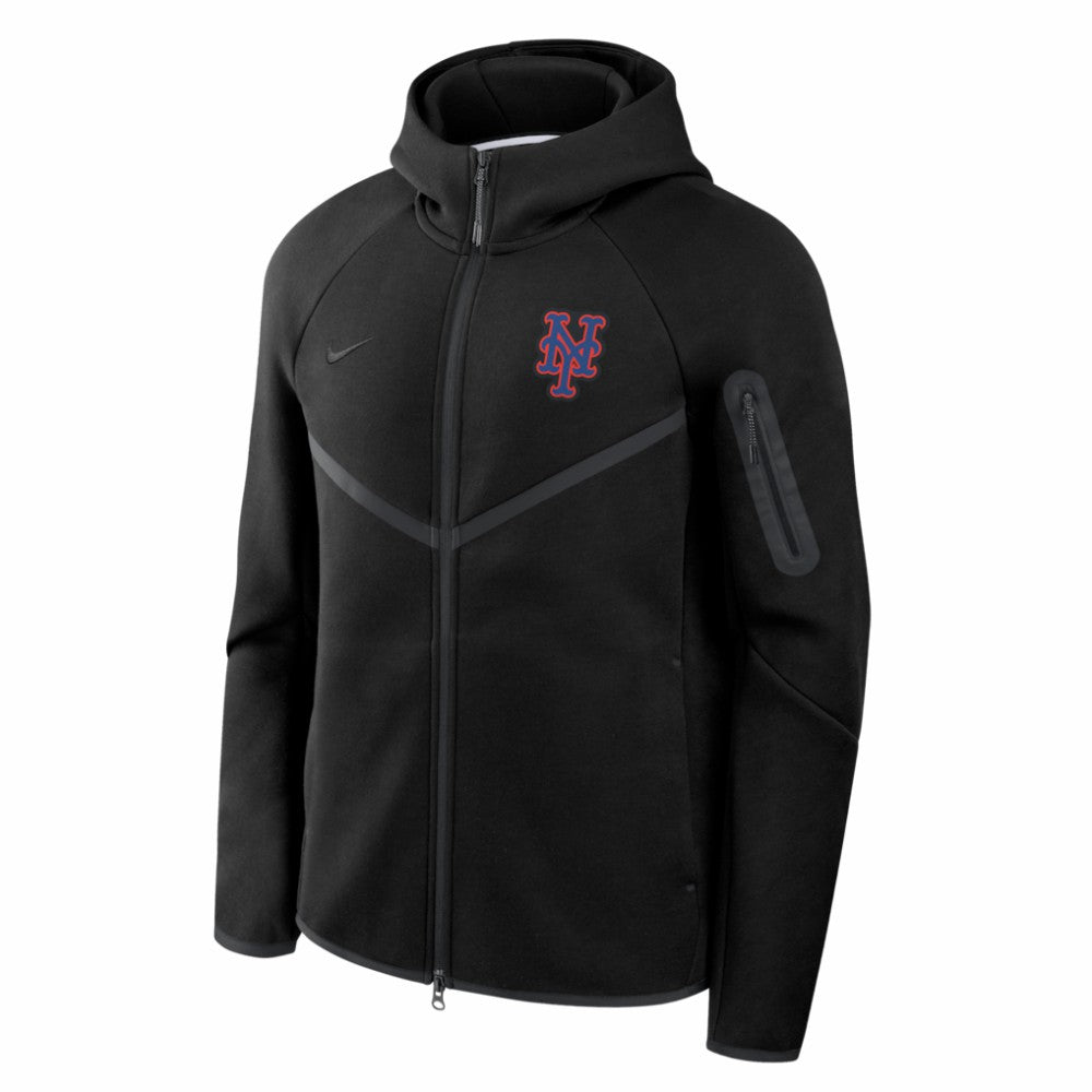 New York Mets Tech Fleece Raglan Full-Zip Windrunner Hoodie Black | Nike