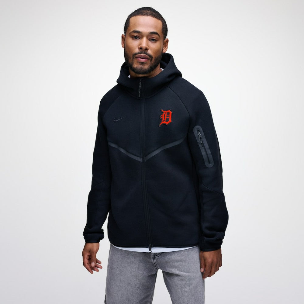 Detroit Tigers Tech Fleece Raglan Full-Zip Windrunner Hoodie Black | Nike