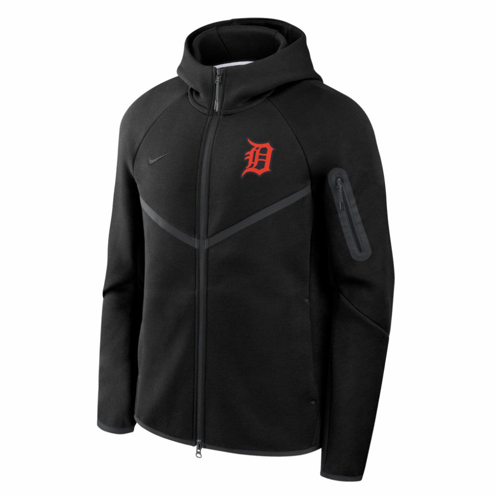 Detroit Tigers Tech Fleece Raglan Full-Zip Windrunner Hoodie Black | Nike