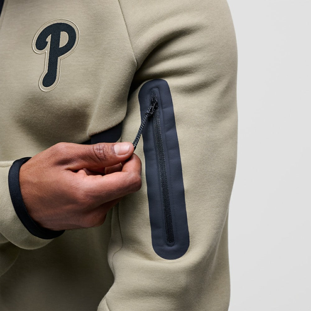Philadelphia Phillies Tech Fleece Raglan Full-Zip Windrunner Hoodie Tan | Nike