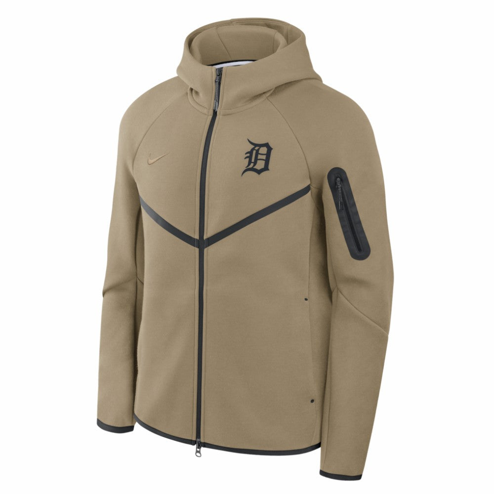 Detroit Tigers Tech Fleece Raglan Full-Zip Windrunner Hoodie Tan | Nike