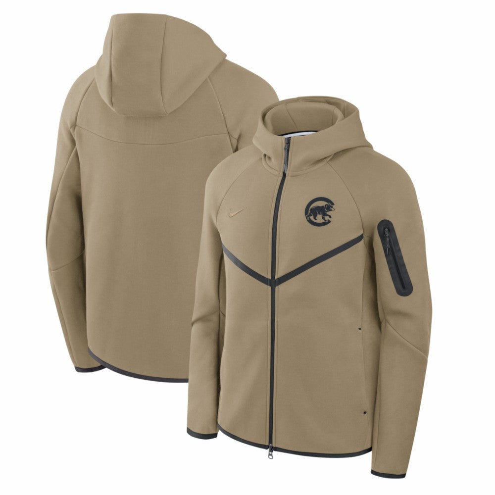 Chicago Cubs Tech Fleece Raglan Full-Zip Windrunner Hoodie Tan | Nike