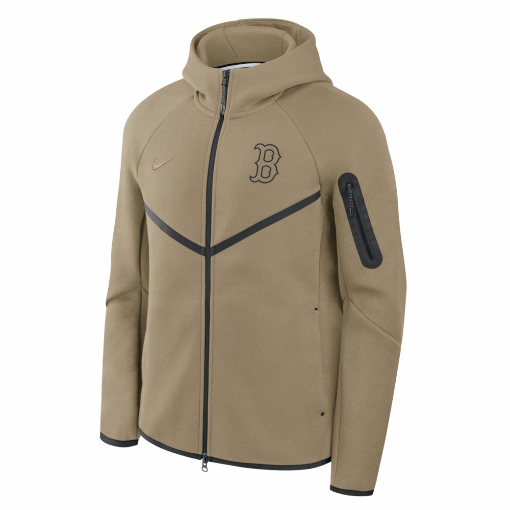 Boston Red Sox Tech Fleece Raglan Full-Zip Windrunner Hoodie Tan | Nike