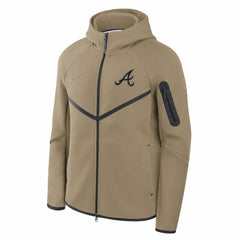 Atlanta Braves Tech Fleece Raglan Full-Zip Windrunner Hoodie Tan | Nike