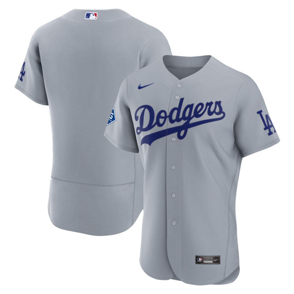 Los Angeles Dodgers Road Sponsor Patch Authentic Jersey Gray | Nike