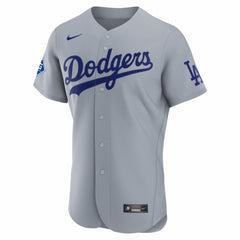 Los Angeles Dodgers Road Sponsor Patch Authentic Jersey Gray | Nike