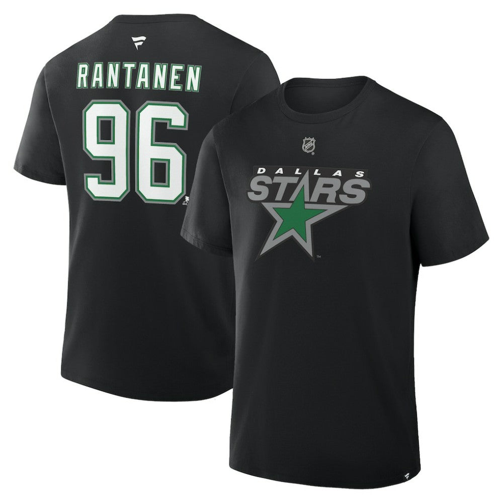 Mikko Rantanen Dallas Stars Fanatics Authentic Stack Name & Number T-Shirt Black