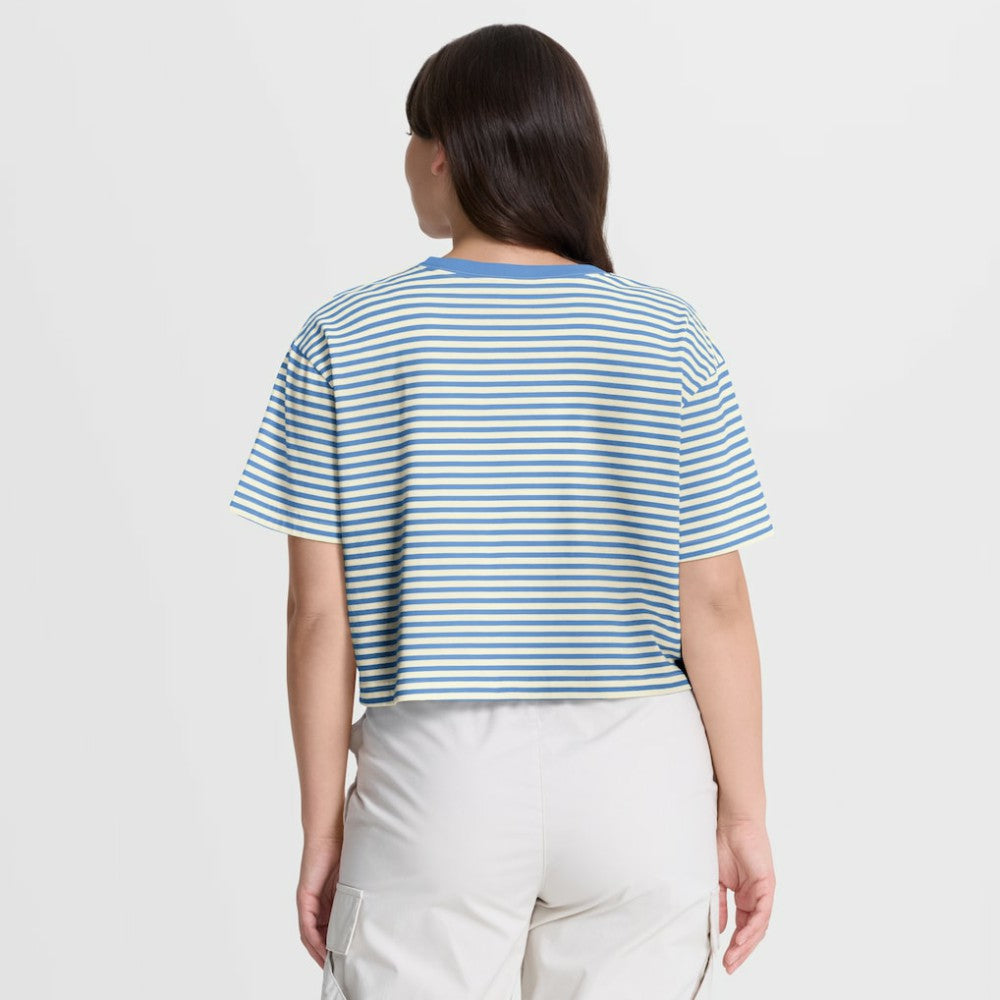 Philadelphia Phillies Women's Cooperstown Collection Striped Cropped T-Shirt Light Blue/Cream | Nike