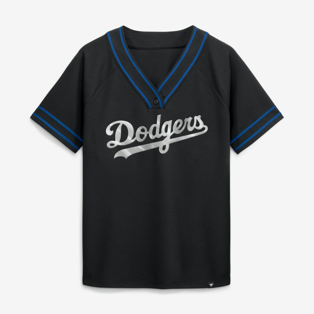 Los Angeles Dodgers Women's Diva Race Ahead Raglan V-Neck T-Shirt Black