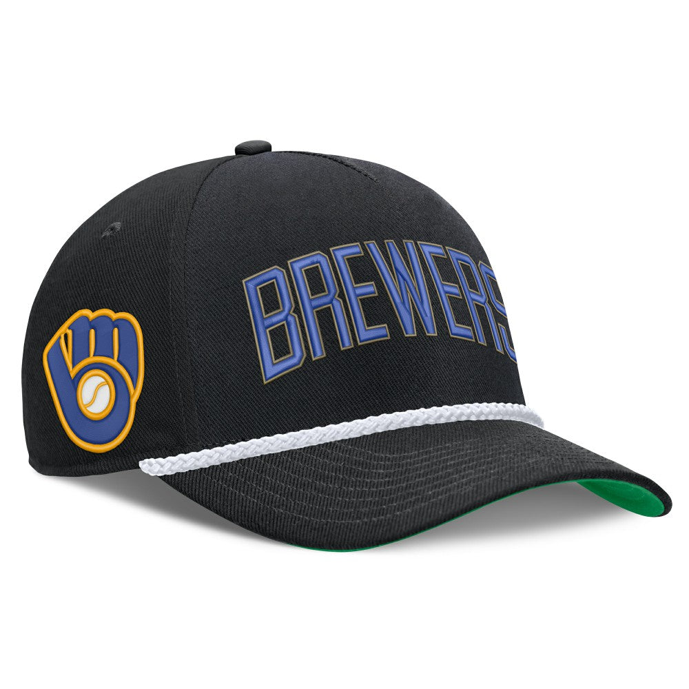 Milwaukee Brewers Cooperstown Collection Rise Adjustable Hat Black | Nike