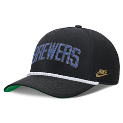 Milwaukee Brewers Cooperstown Collection Rise Adjustable Hat Black | Nike