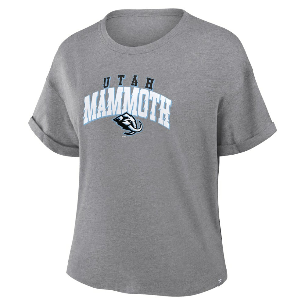 Utah Mammoth Fanatics Women's Tribute Tri-Blend Boxy T-Shirt Heather Gray