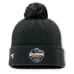 Pittsburgh Penguins Fanatics 2025 NHL Global Series Sweden Cuffed Knit Hat with Pom Black
