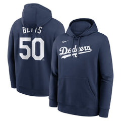 Mookie Betts Los Angeles Dodgers Player Name & Number Club Pullover Hoodie Navy | Nike
