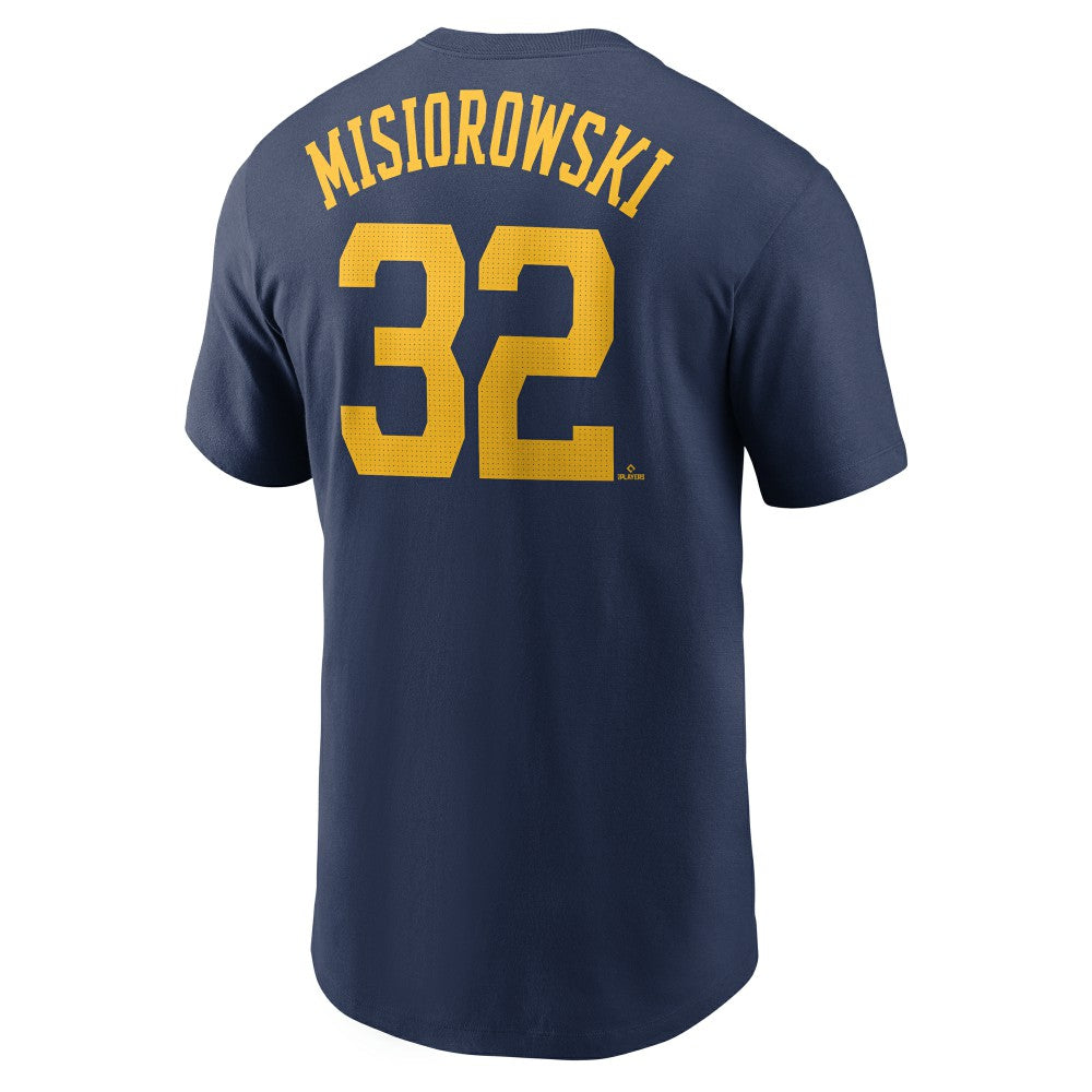 Jacob Misiorowski Milwaukee Brewers Fuse Name & Number T-Shirt Navy | Nike