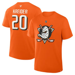 Chris Kreider Anaheim Ducks Fanatics Authentic Stack Name & Number T-Shirt Orange