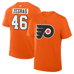 Trevor Zegras Philadelphia Flyers Fanatics Authentic Stack Name & Number T-Shirt Orange