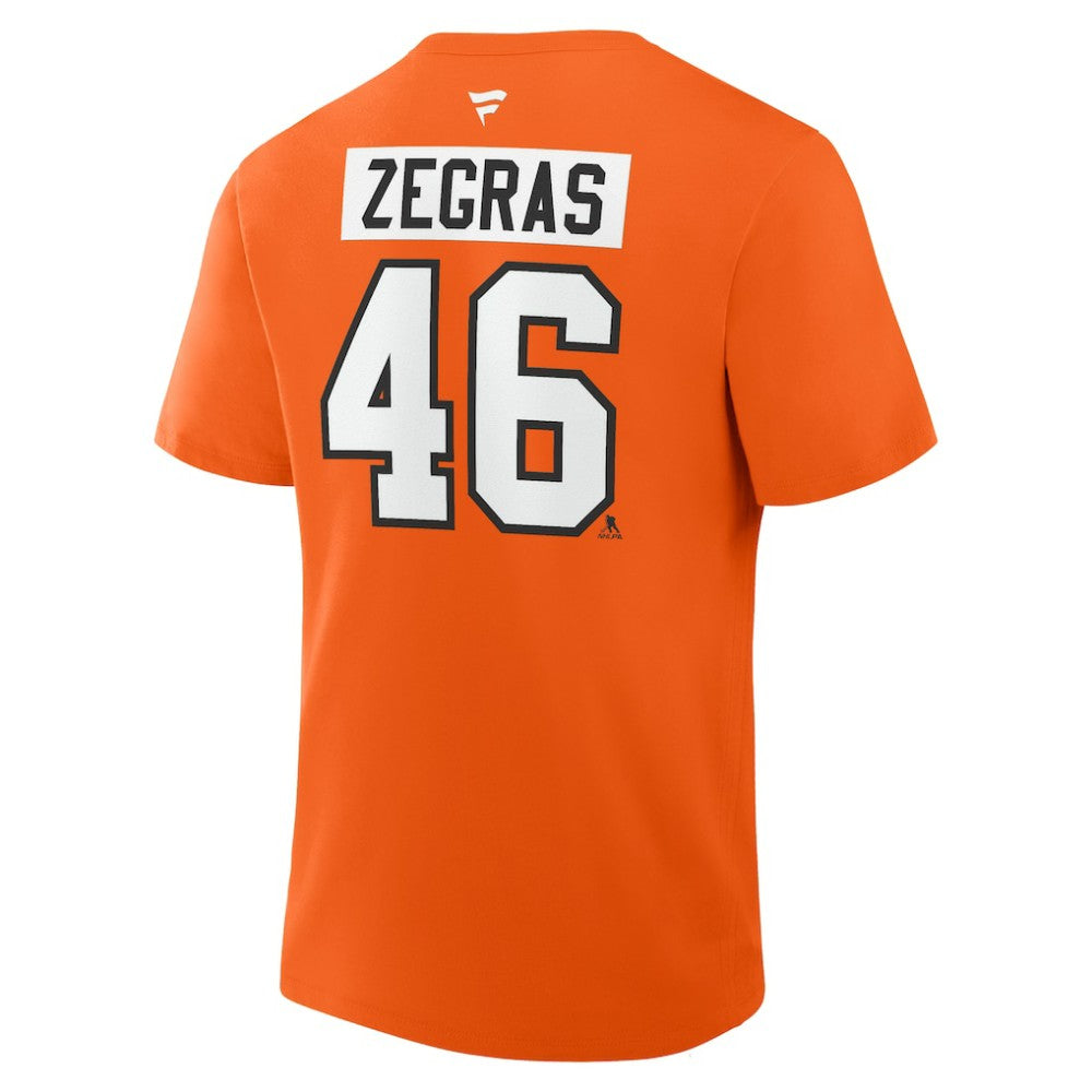 Trevor Zegras Philadelphia Flyers Fanatics Authentic Stack Name & Number T-Shirt Orange