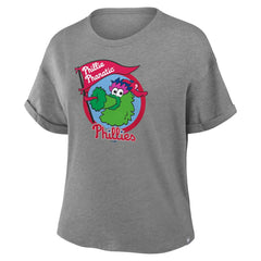 Philadelphia Phillies Women's Tribute IYKYK Tri-Blend Boxy T-Shirt Heather Gray