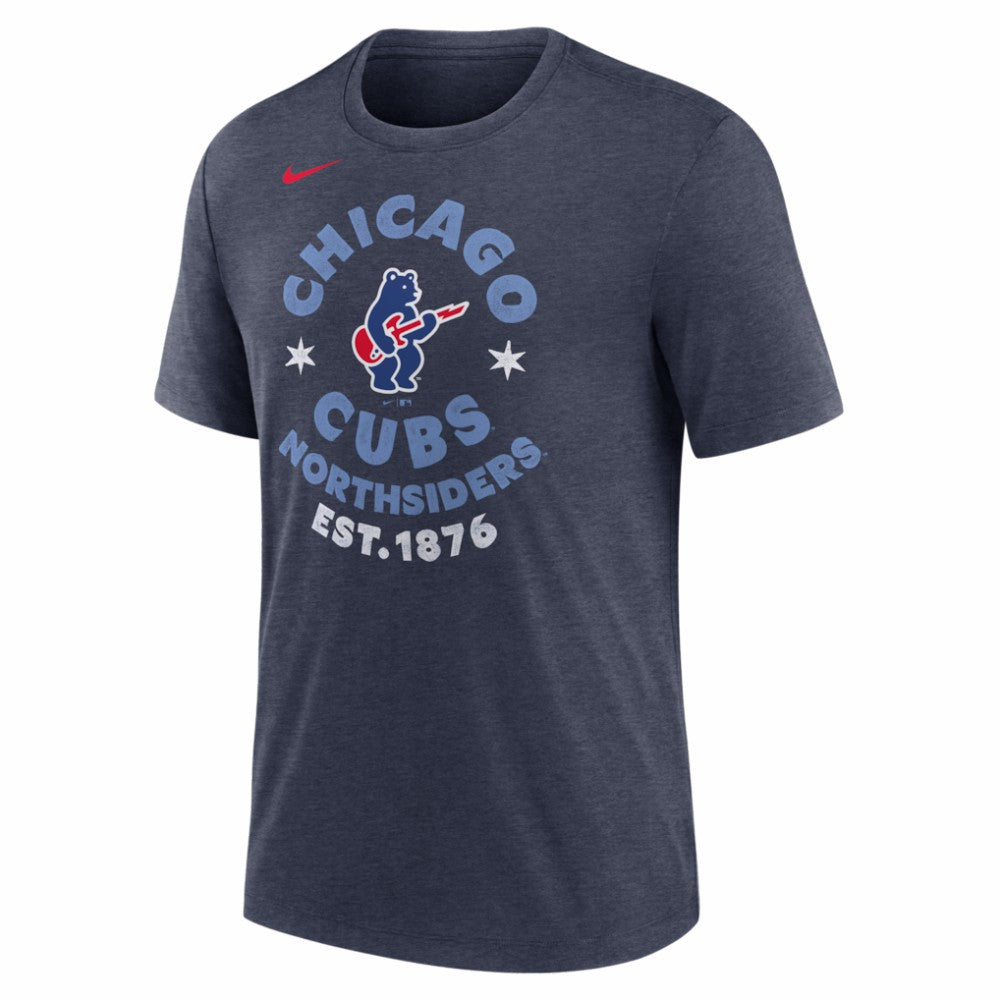 Chicago Cubs Electric Bear Tri-Blend T-Shirt Heather Navy | Nike