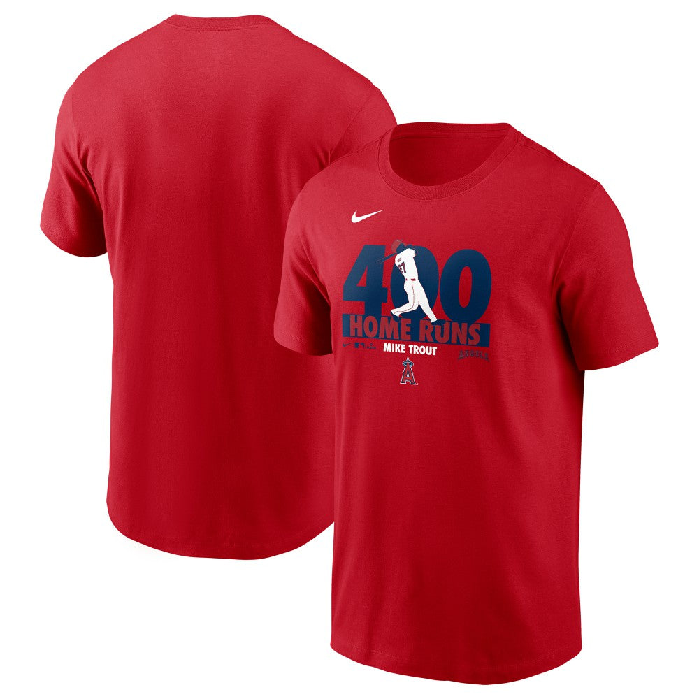 Mike Trout Los Angeles Angels 400 Career Home Runs T-Shirt Red | Nike