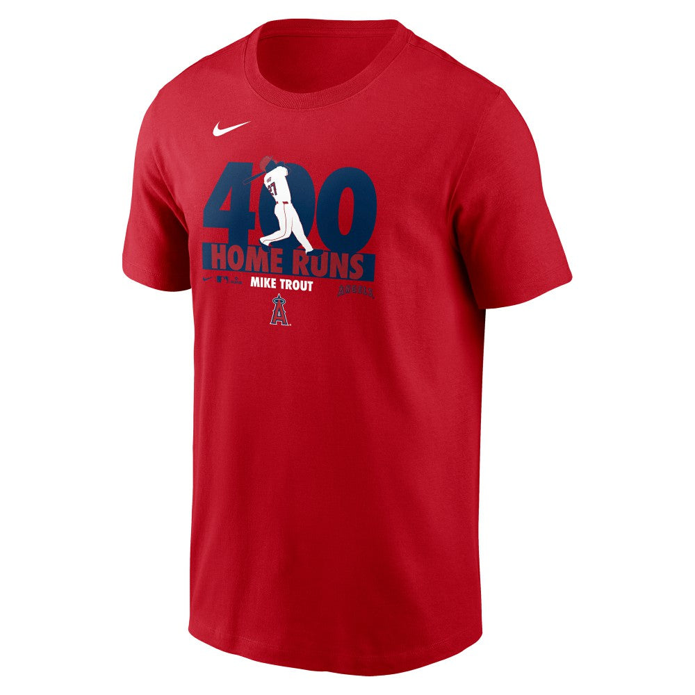 Mike Trout Los Angeles Angels 400 Career Home Runs T-Shirt Red | Nike