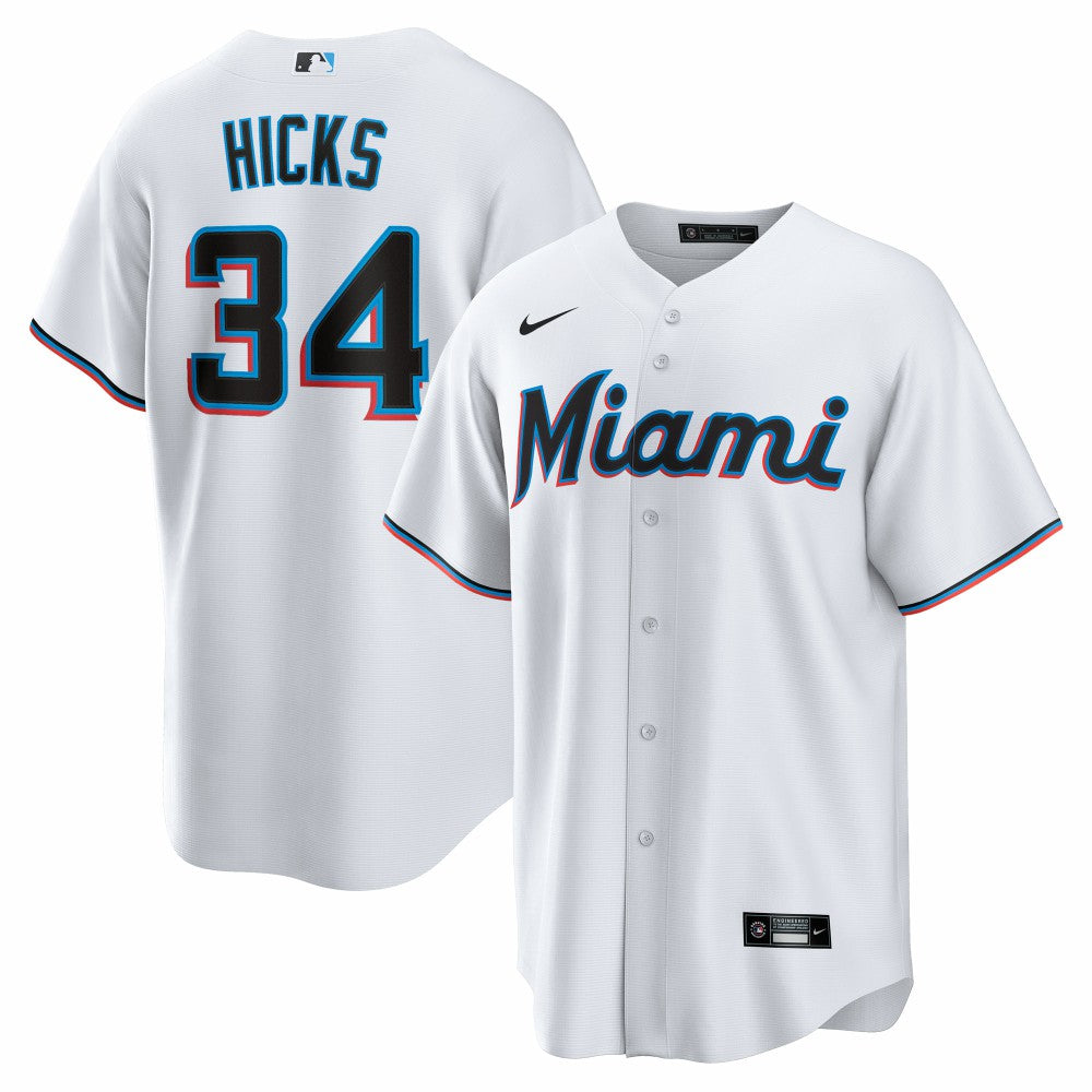 Liam Hicks Miami Marlins Home Replica Jersey White | Nike
